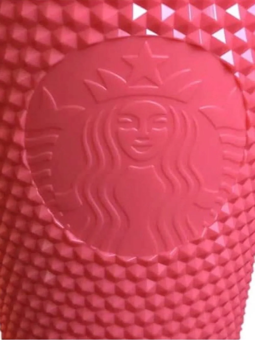 Starbucks 2022 DragonFruit Coral Pink Studded Reusable Tumbler with Yellow Straw